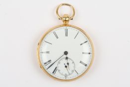 A Victorian 18ct gold open face pocket watch by Hunt & Roskellhallmarked London 1855, the white