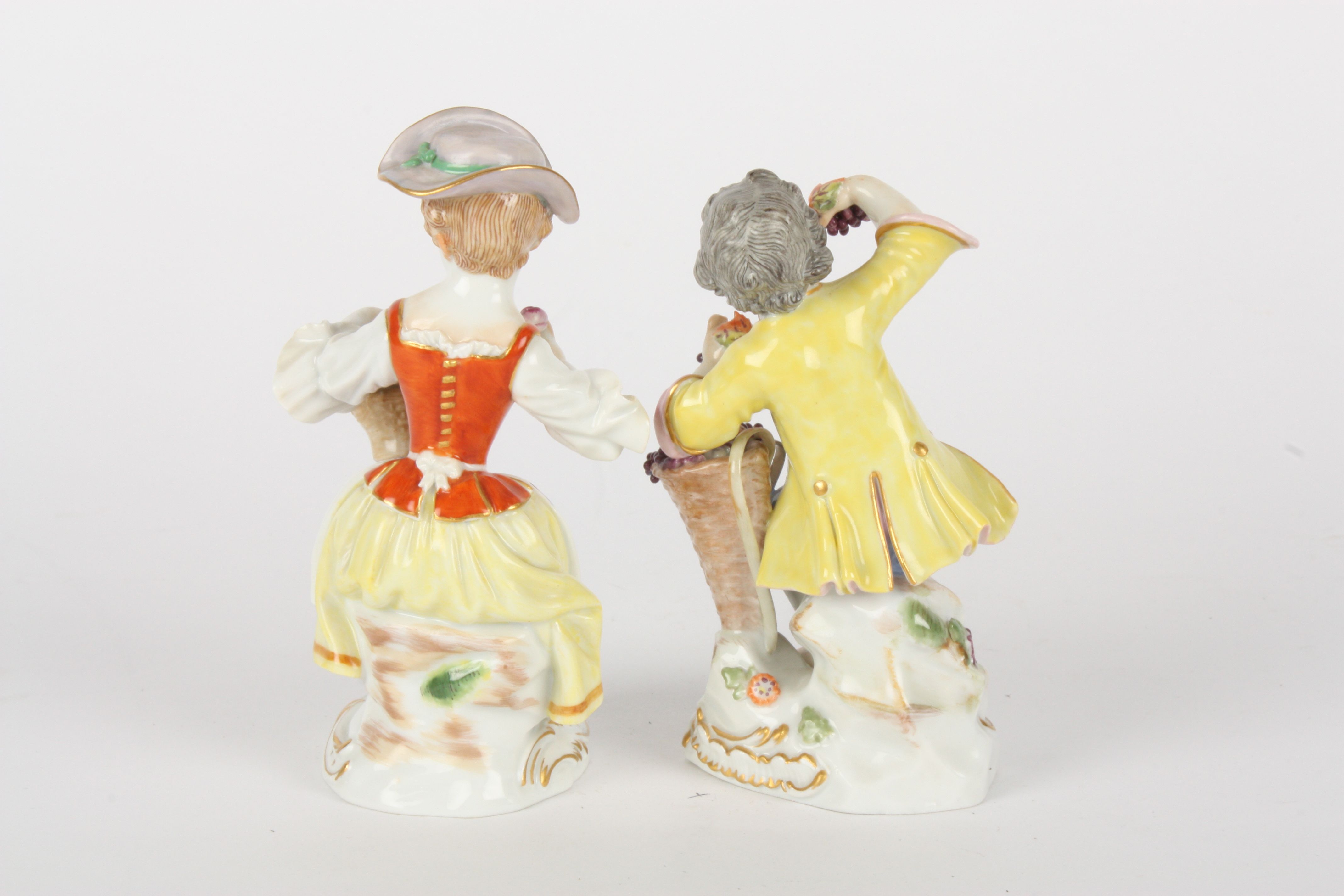 Pair of Late 20th century Gardner Children, figures, after Kaendler, the girl seated with basket - Image 2 of 5