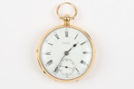 A Victorian 18ct yellow gold open face pocket watch by Vulliamy of Londonhallmarked London 1872,
