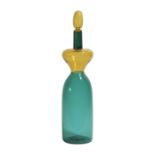 Gio Ponti for Venini
'Bottles incalmo glass'
two tone green and yellow decanter with stopper, with