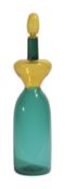 Gio Ponti for Venini'Bottles incalmo glass'two tone green and yellow decanter with stopper, with