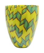 James Carpenter (b.1949) for Venini'Calabash'dated 1986yellow with green and red pattern, vase,