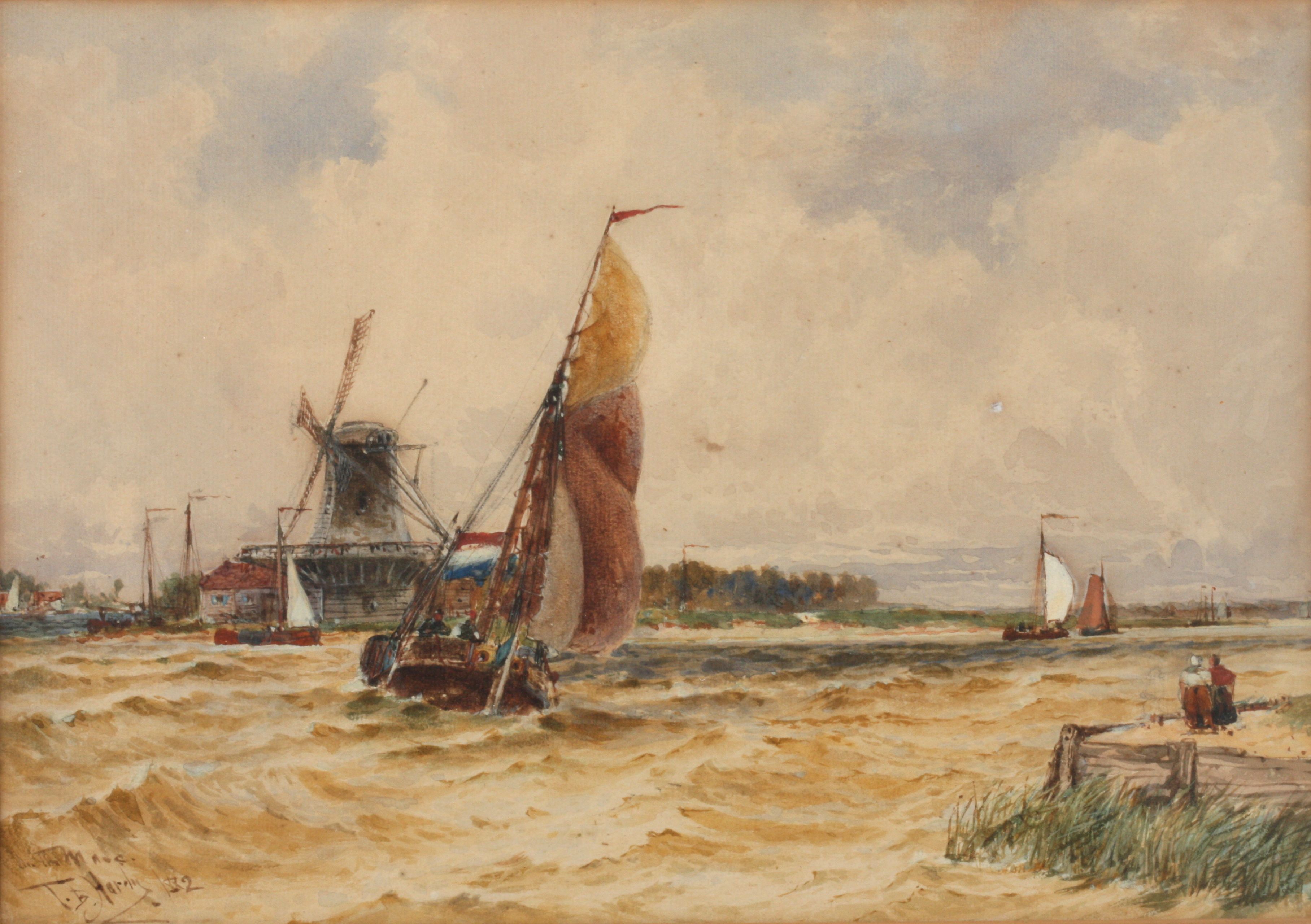 Thomas Bush Hardy (British 1847-1897)
Seascape with windmill
signed lower left T. B. Hardy dated and