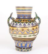 A large Persian pottery water butt and covernaively potted and decorated in bright enamel colours