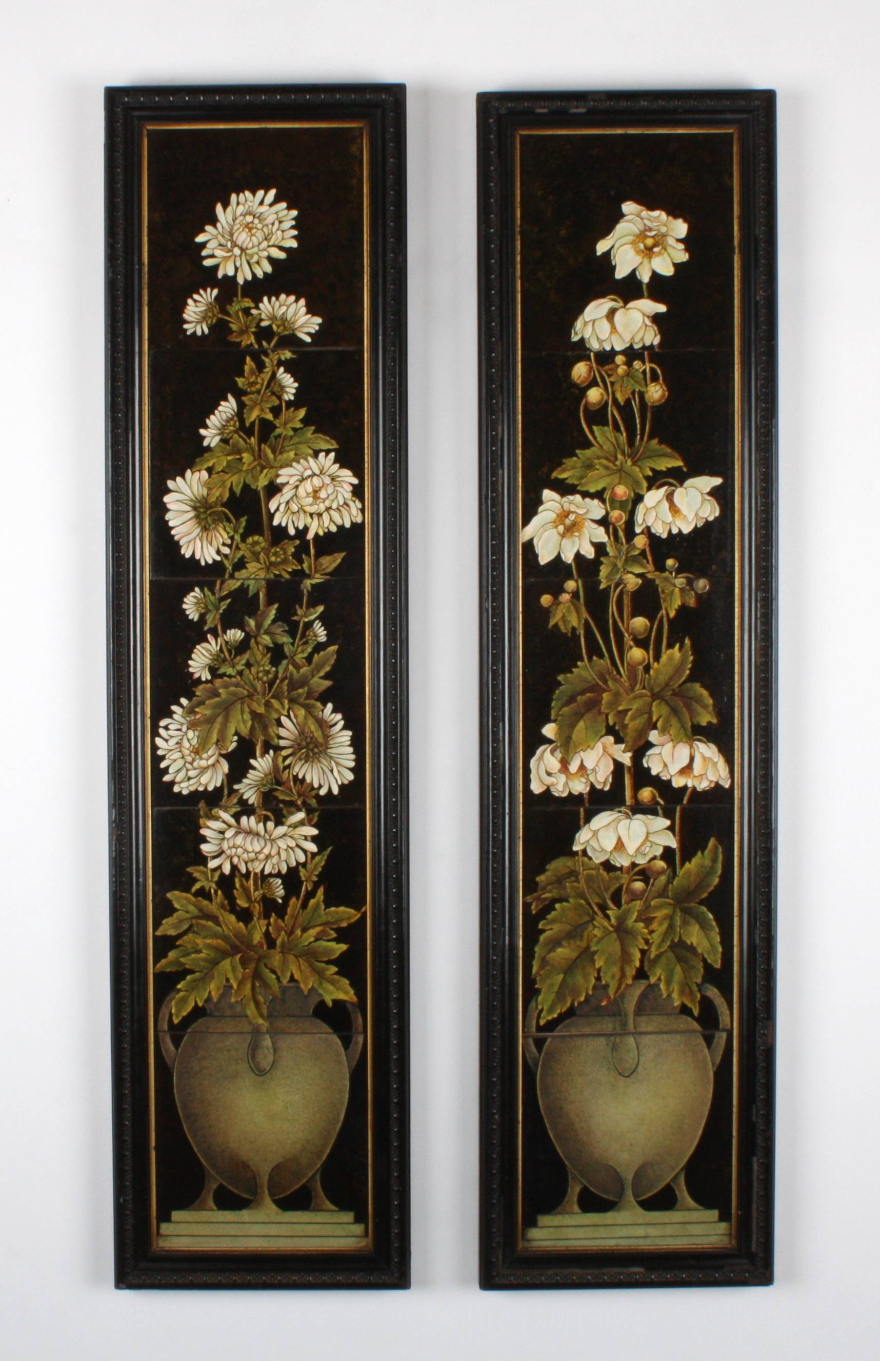 Two Victorian Minton Hollins & Co tile panels 
late 19th century
each panel with five tiles, the