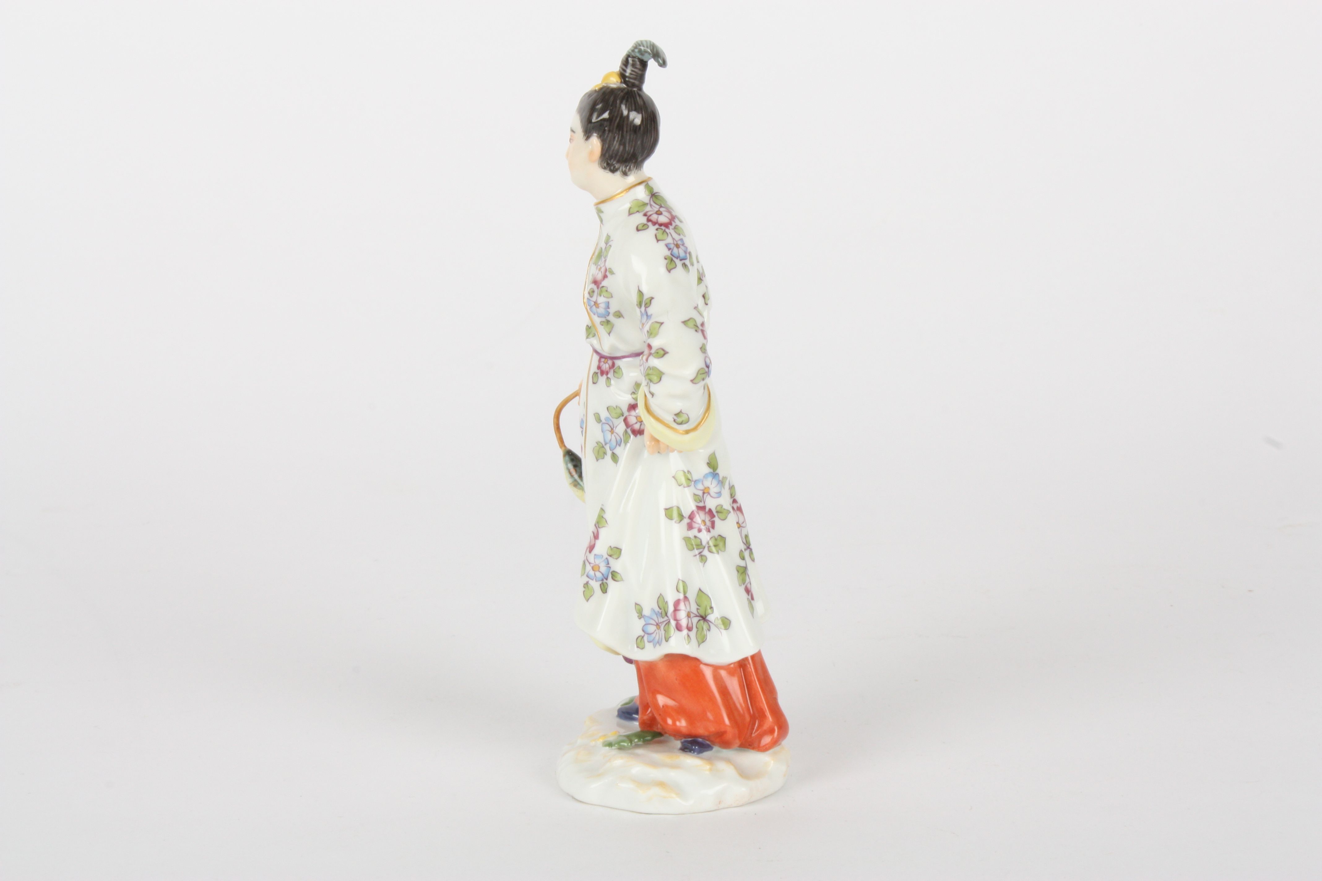 Late 20th century Meissen figure, unknown designer, modelled as Japanese lady standing with a fish - Image 3 of 5