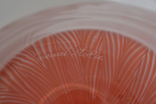 Studio of Venini
coral coloured vase, signed Venini Italia,  with original sticker, diameter - Image 2 of 2