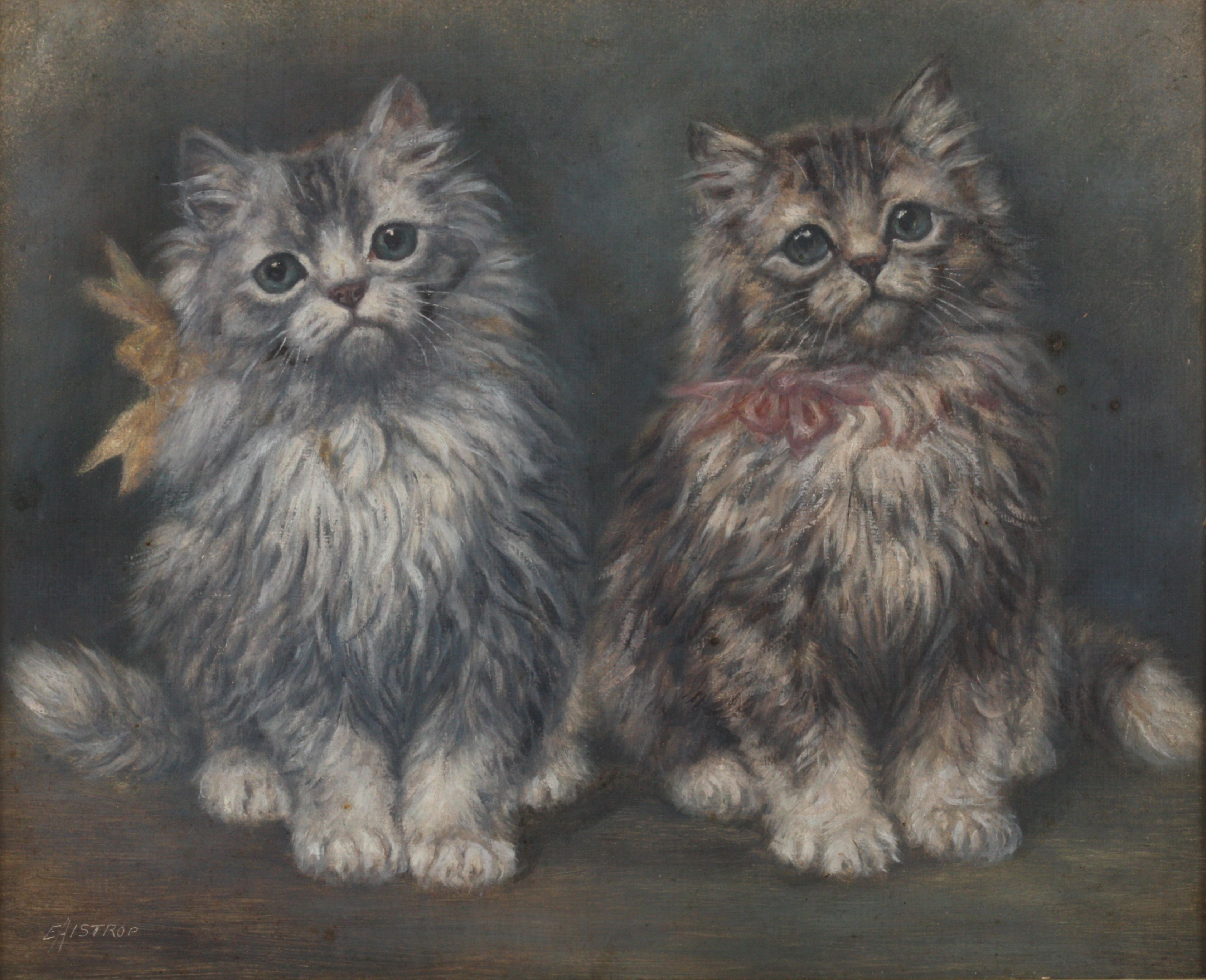 Edward Aistrop (British active 1880-1920)
Two Kittens
oil on board, signed lower left, mounted and