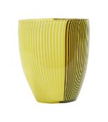 Designed by Carlo Scarpa (1906-1978) for Venini'Tessuti'yellow coloured vase with etched signature