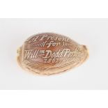 A cameo shell
dated 1861
with presentation inscription, length 7.8cmCondition: Good condition