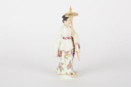 Late 20th century Meissen figure, after Kaendler,  of Japanese lady holding a umbrella, modelled