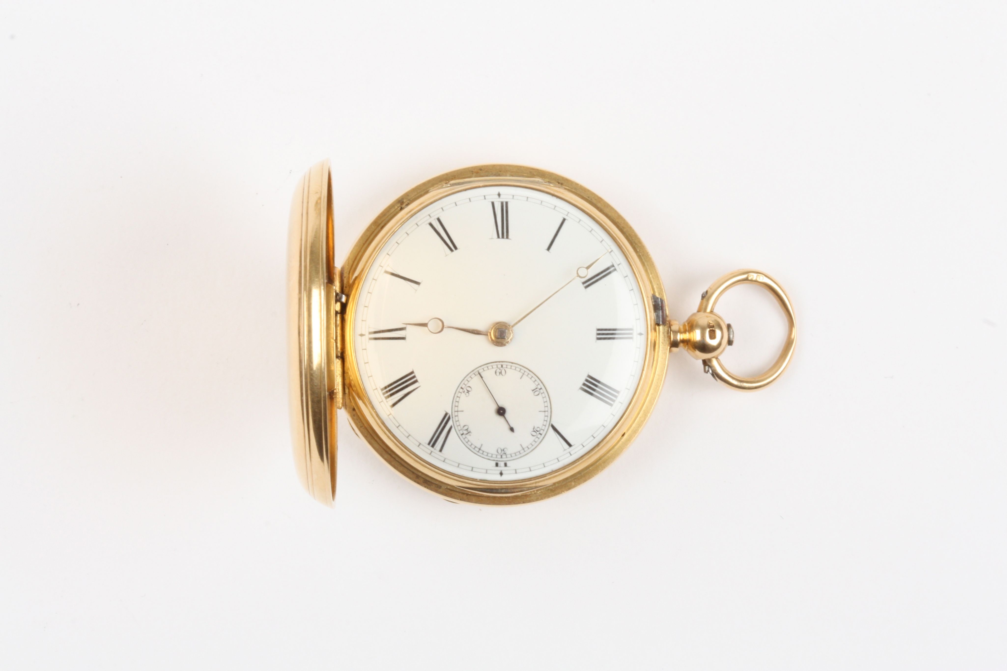 A Victorian 18ct gold full hunter pocket watch by James Bracebridge 
hallmarked London 1881, the