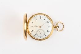 A Victorian 18ct gold full hunter pocket watch by James Bracebridge hallmarked London 1881, the