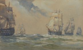Arthur Wilde Parsons 1854-1931) BritishA maritime scene of large sailing ships in rough seas.