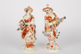 Pair of late 20th century Meissen figures of Malabar Muscians, after Meyer, each modelled standing