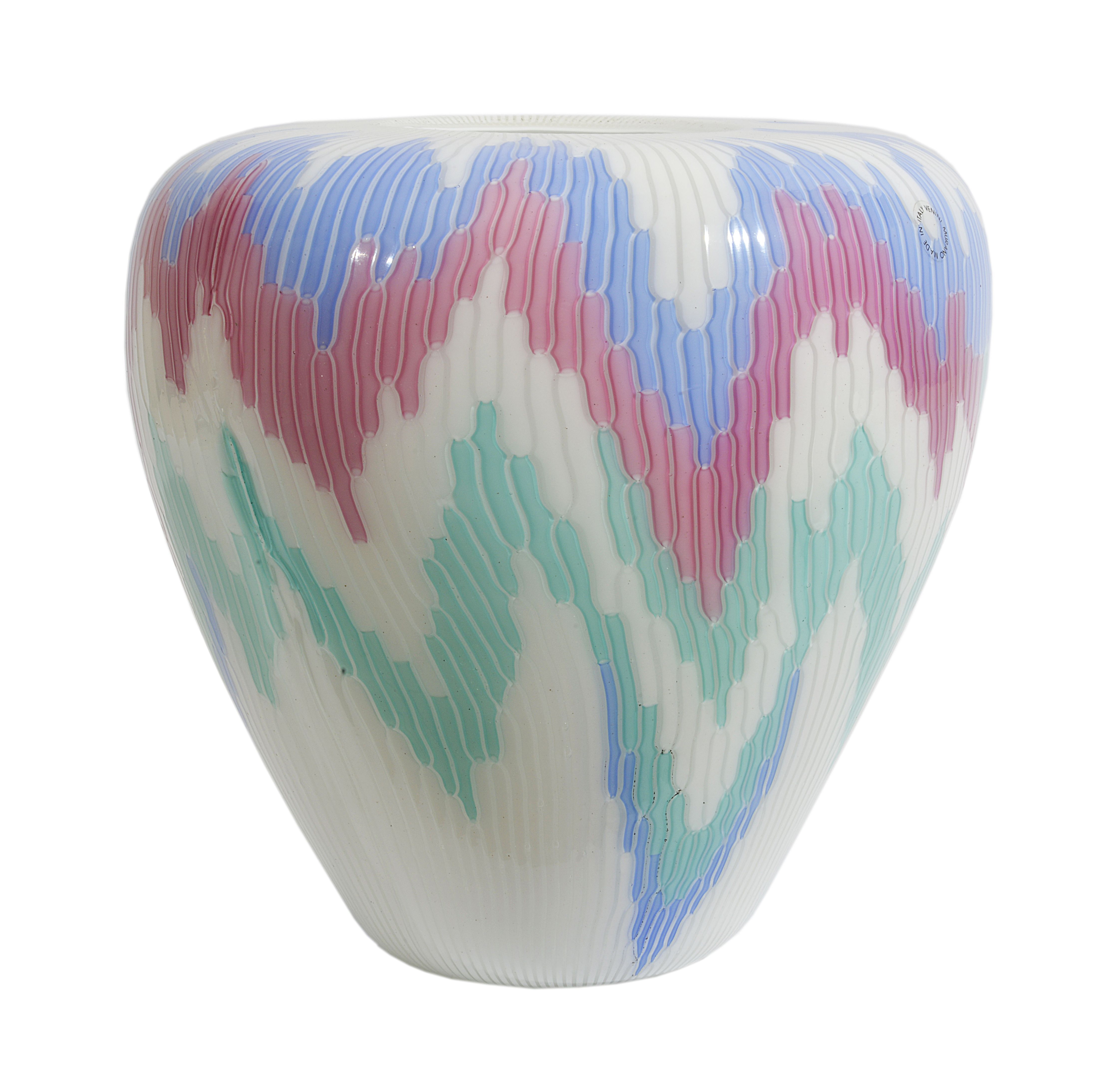 Barbara del Vicario for Venini
'Fiamme series'
with polychrome cane decoration. opaque vase with