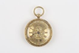 An early 19th century 18ct gold open face pocket watch by John Johnsonthe gilt engine turned dial