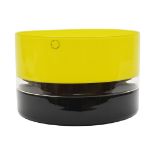 Timo Sarpaneva (1926-2006) for Venini
'Tuuli' 
two tone circular yellow and black vase, Incalmo