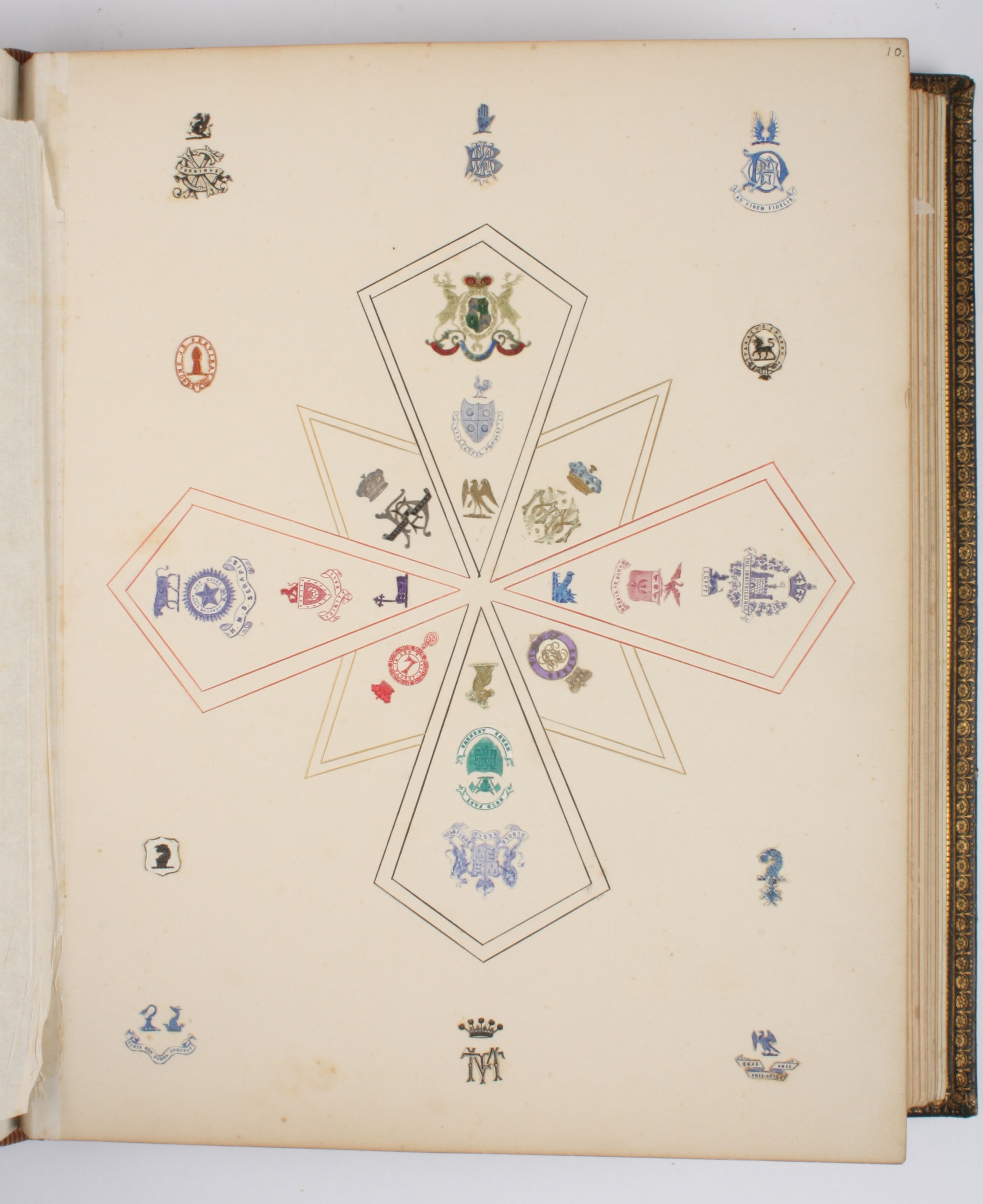 A mid to late 19th century scrap book of Armourial crests
all finely clipped, arranged and presented - Image 3 of 4