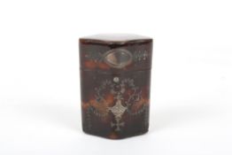 A George III tortoiseshell etuiof slightly tapered form with curved edges, decorated all over