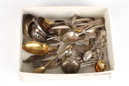 A collection of assorted Georgian, Victorian and later silver cutleryincluding sifter spoons, sauce
