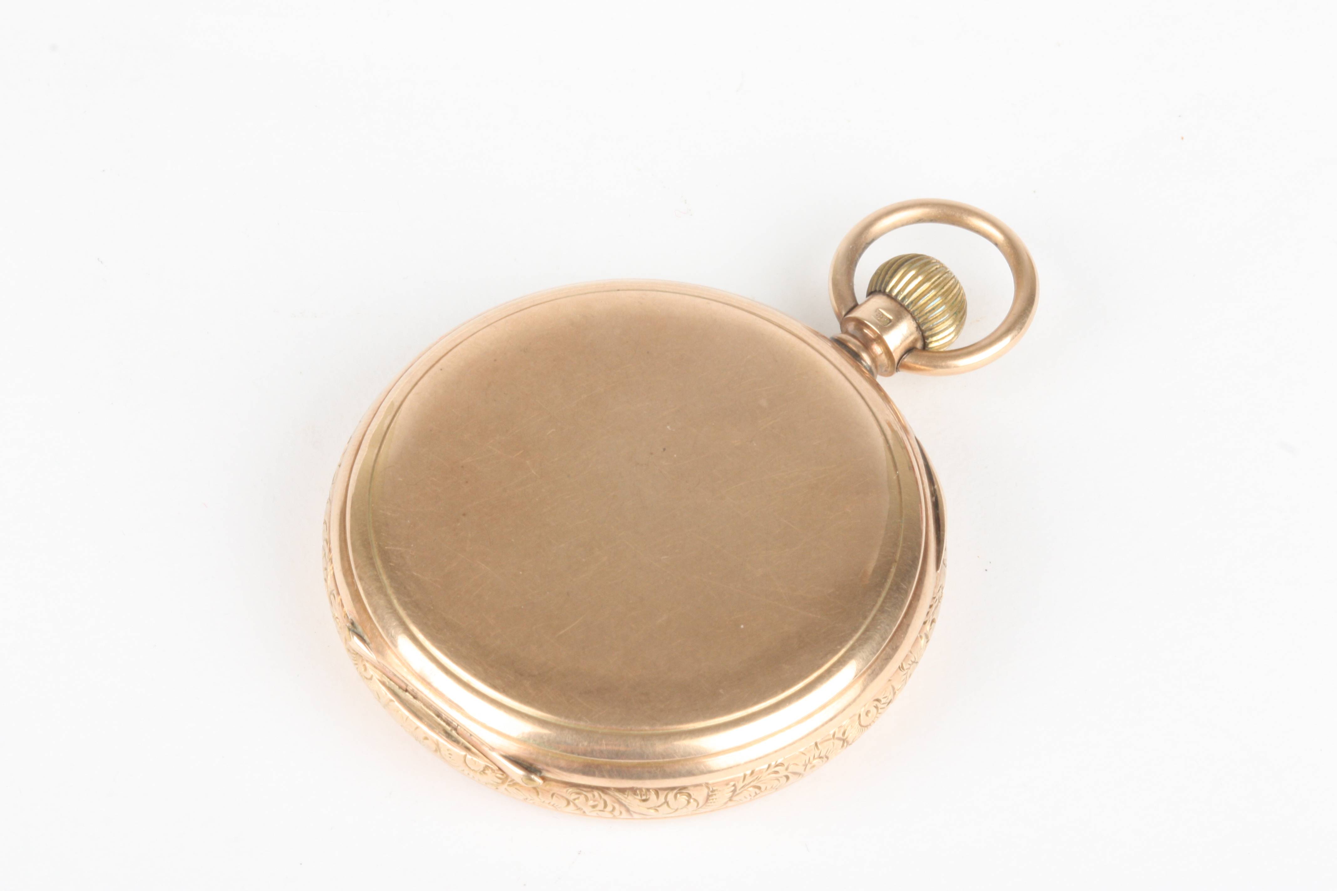 A George V 9ct gold open faced pocket watch hallmarked Chester 1920, the white enamel dial with - Image 2 of 2