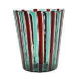 Gio Ponti (1891-1979) for Venini
'Canna'
small green and red striped beaker/vase, unmarked, height