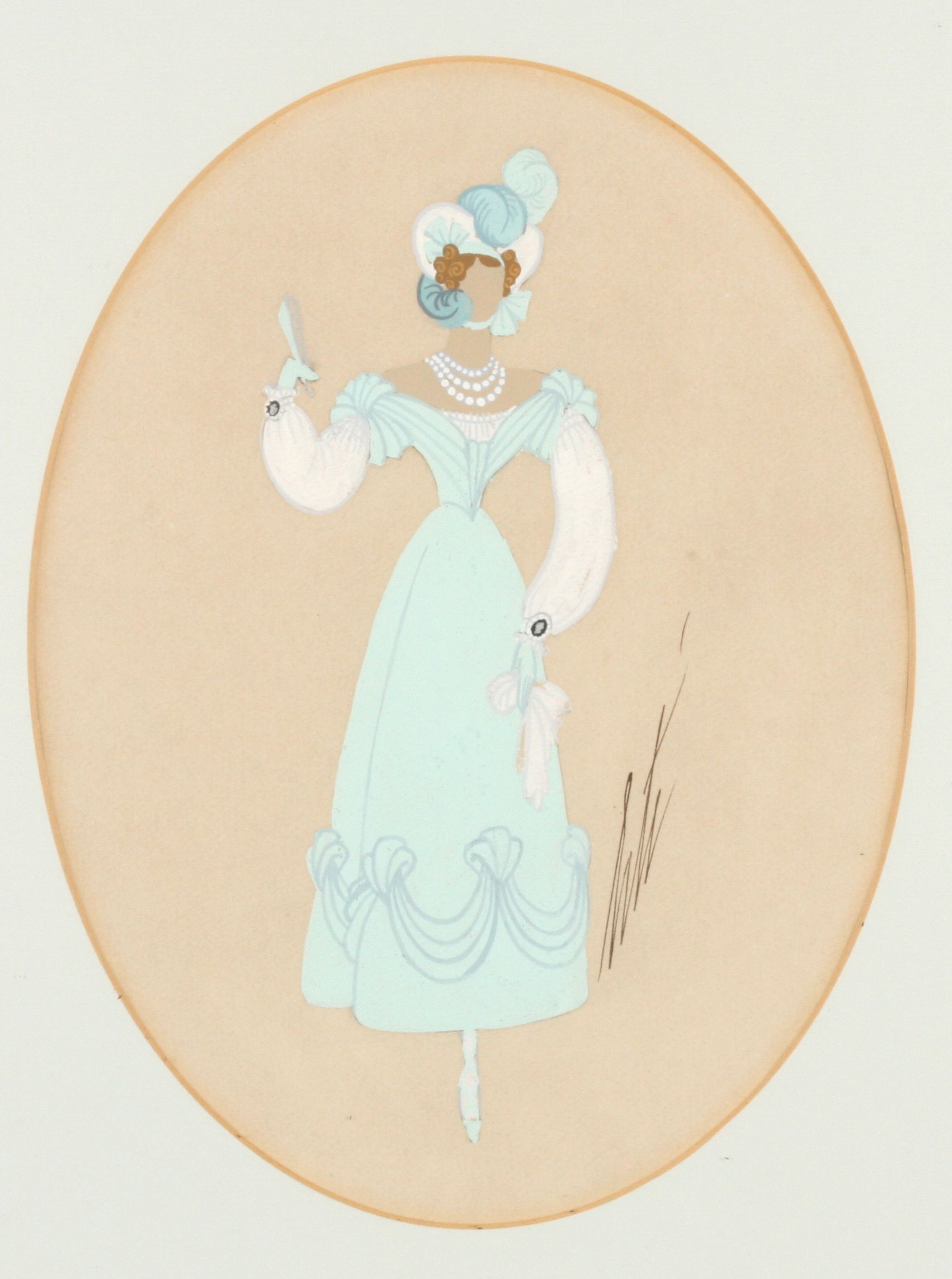 Erte (1892-1990)
Theatrical costume design
1950s
pencil and hand colour, signed in pen, probably a