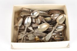 A collection of assorted Georgian, Victorian and later silver cutlery including table spoons and