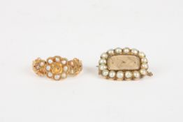 An antique seed pearl and yellow gold cluster ringtogether with a seed pearl and yellow metal