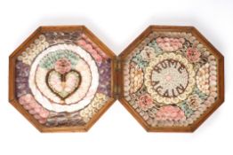 A sailor's shell valentineWest Indies, late 19th centurythe octagonal wooden frame opening up to