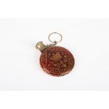 A small Victorian red glass scent bottle
with gilt metal lid, the body with gilt decoration and VR