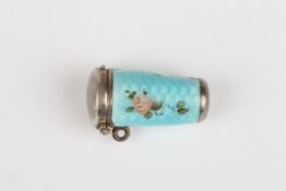 A small early 20th century Continental and enamel silver cased collapsable cheroot holder, 2.5 cm
