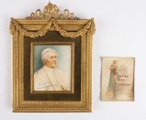 Jessie E Corrie (19th / early 20th century)Pope Saint Pius X, a signed miniature portrait on