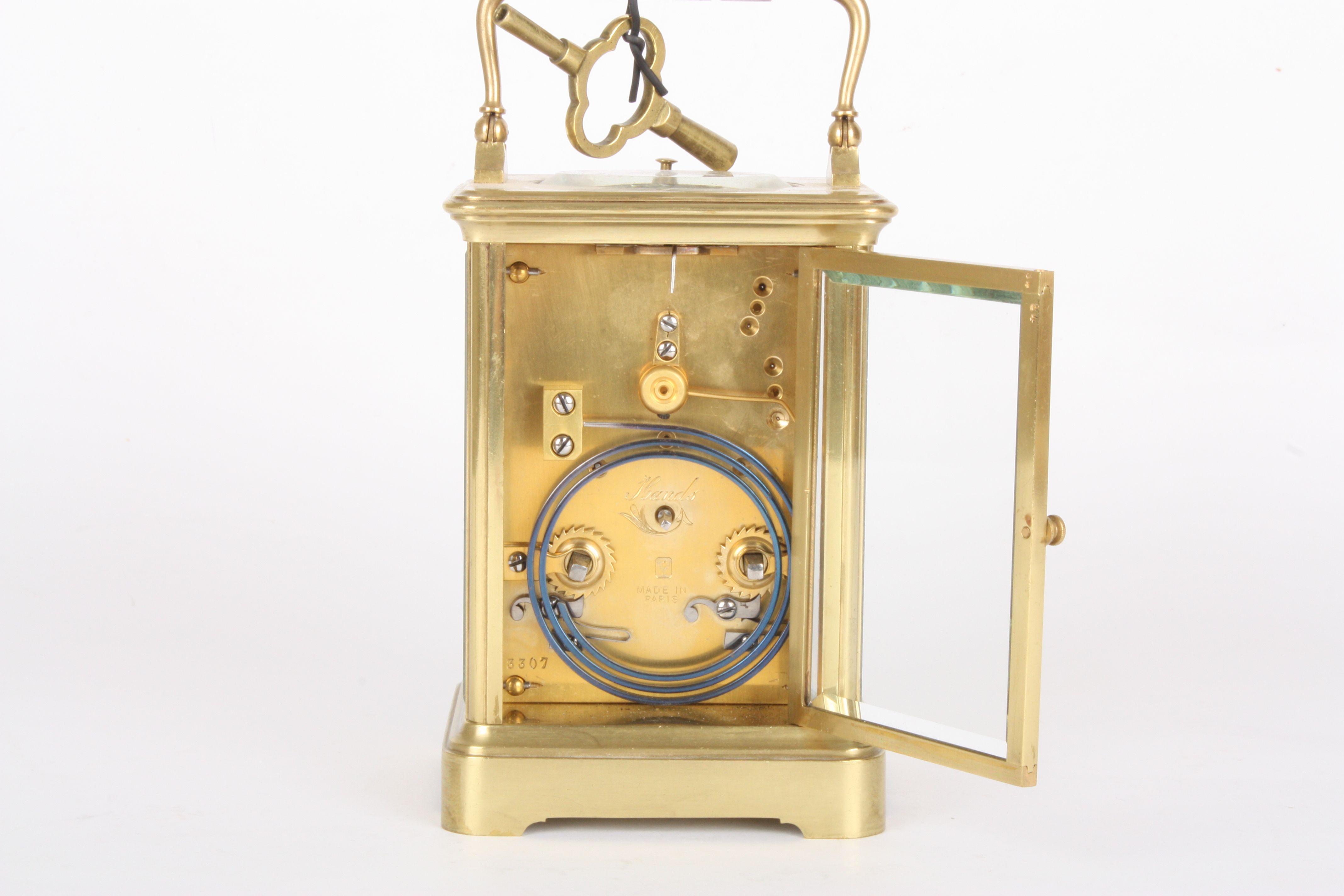 An early 20th century French brass repeating carriage clock
the white enamel dial with black Roman - Image 3 of 3