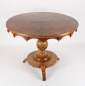 A good 19th century walnut marquetry tilt-top centre table with maritime interestthe centre