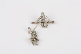 A Victorian novelty monkey costume jewellery broochformed as a bejewelled monkey seated on a