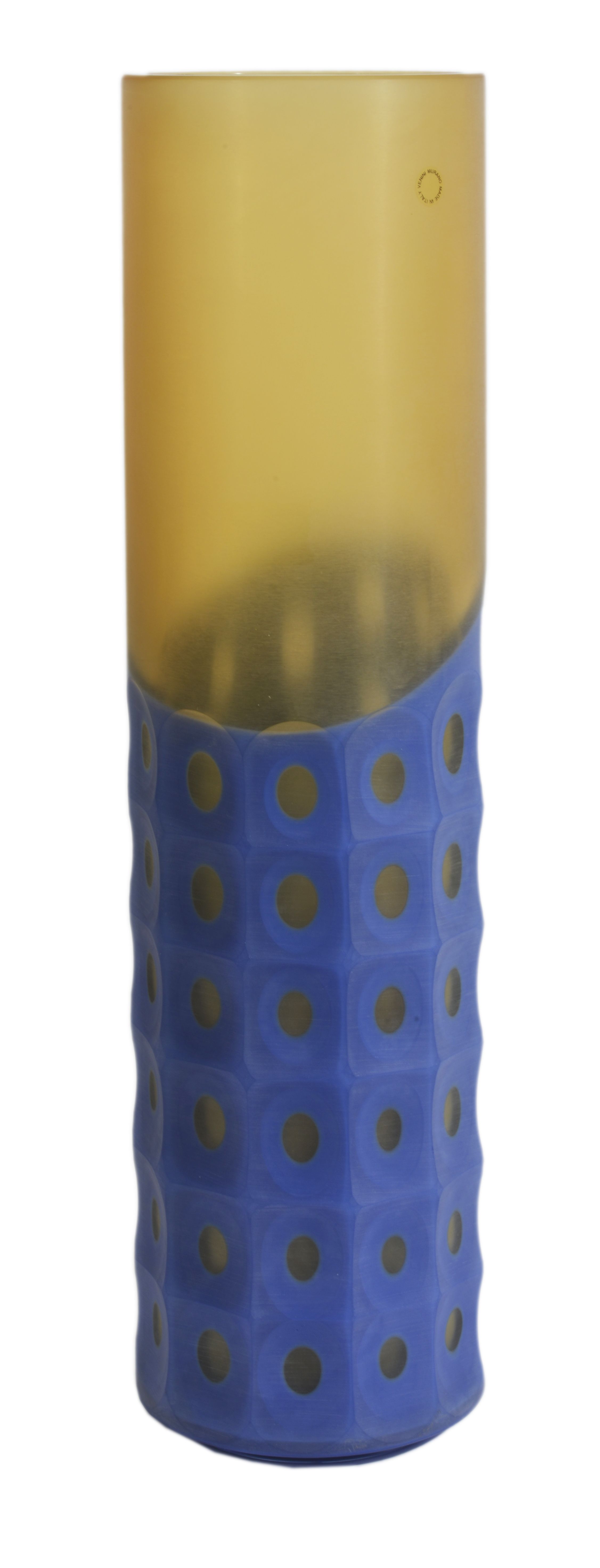 R Dordoni (b.1954) for Venini 2000 
'Cammeo' vase 
salin finished glass, cylindrical shaped vase