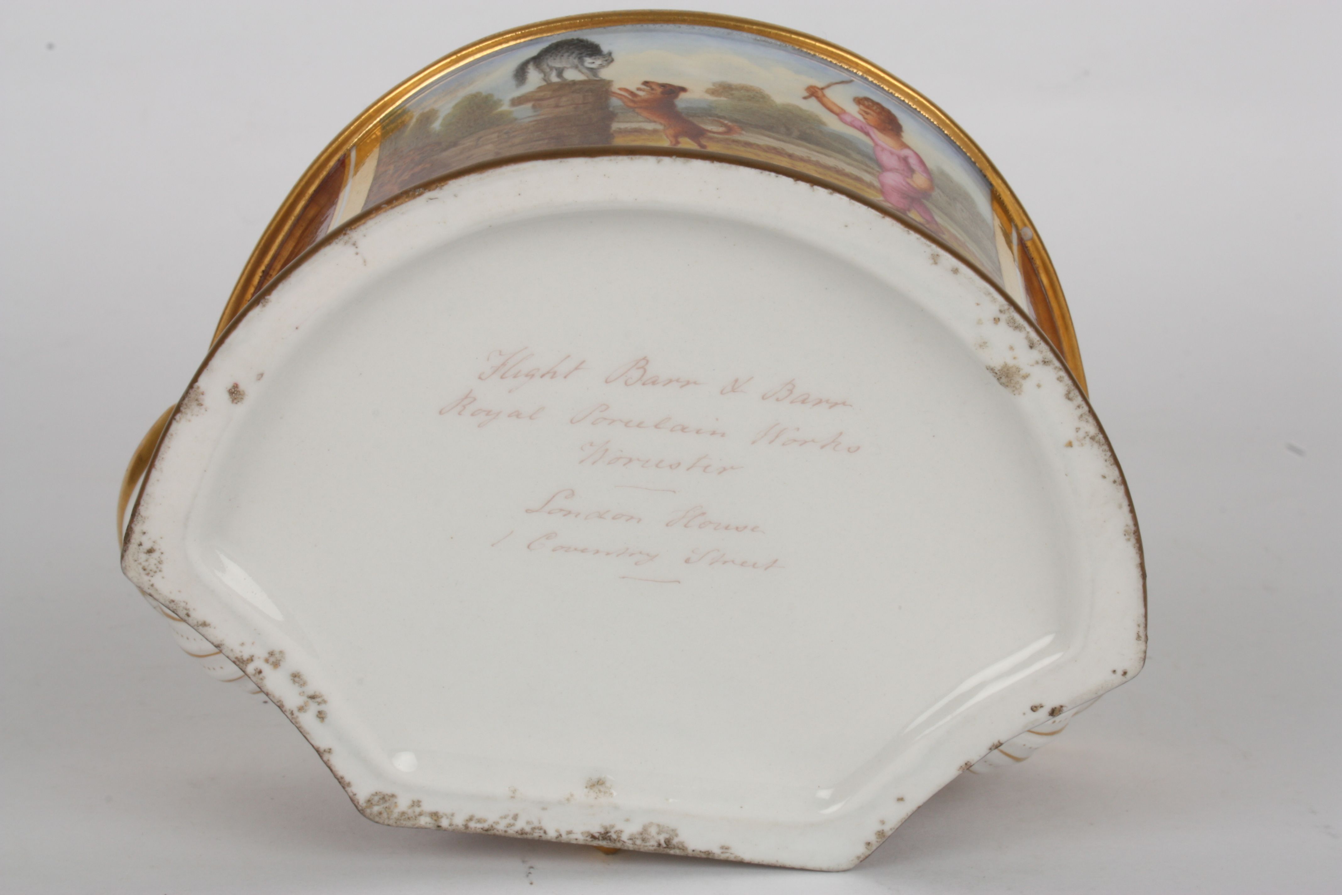 An early 19th century Royal Worcester Flight Barr & Barr porcelain inkwell
with central lidded - Image 3 of 3