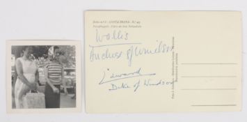 A postcard signed by Wallis Simpson and Edward VIIsigned 'Wallis Duchess of Windsor' and 'Edward