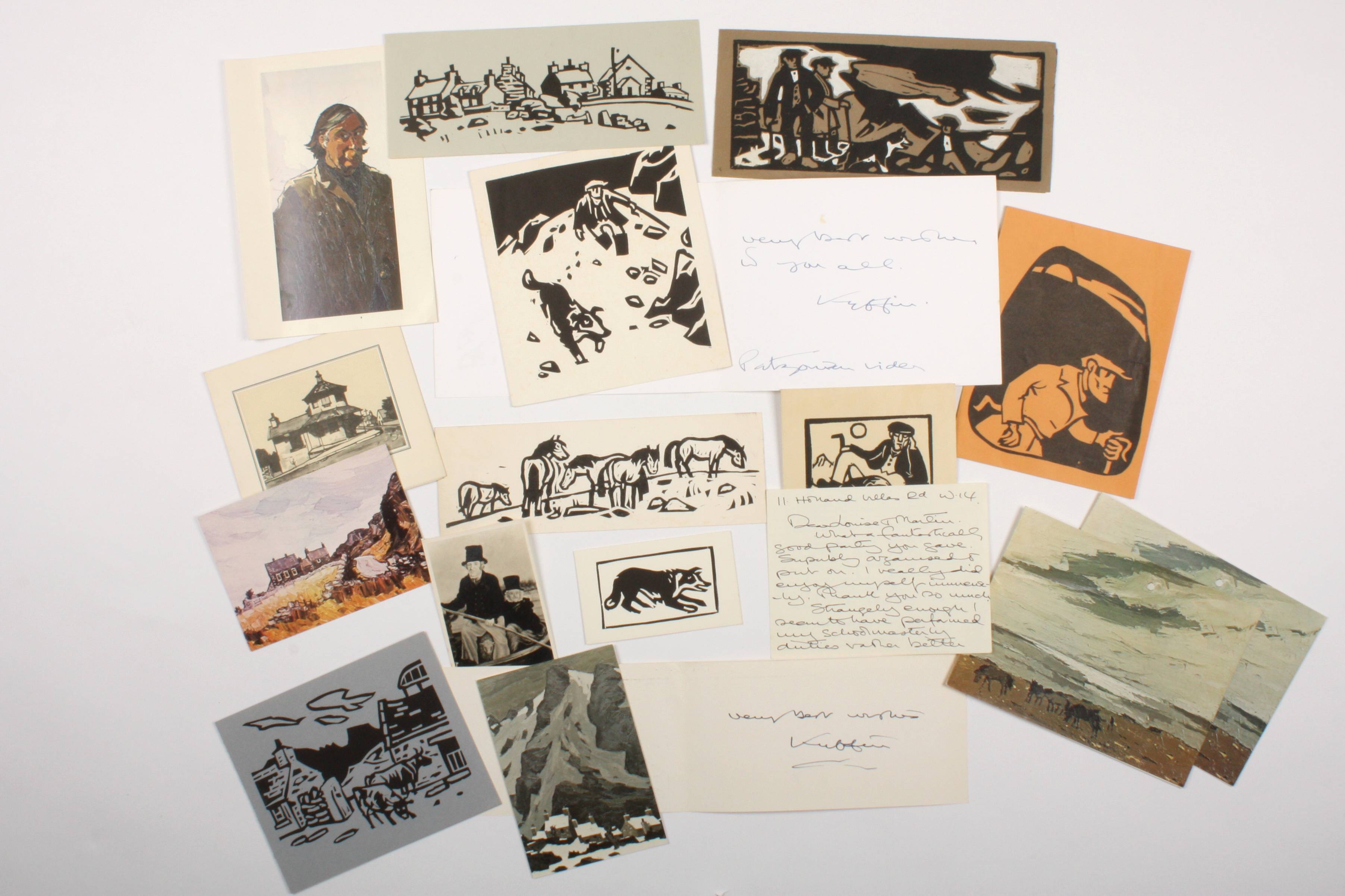 A collection of Kyffin Williams greetings cards signed by artist
each of the ten cards signed