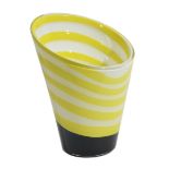 Gianni Versace for Venini
'Asimmetrico'
lemon and white striped asymmetric vase with black base,