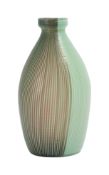 Designed by Carlo Scarpa (1906-1978) for Venini'Tessuti battuti'pale green vase decorated with