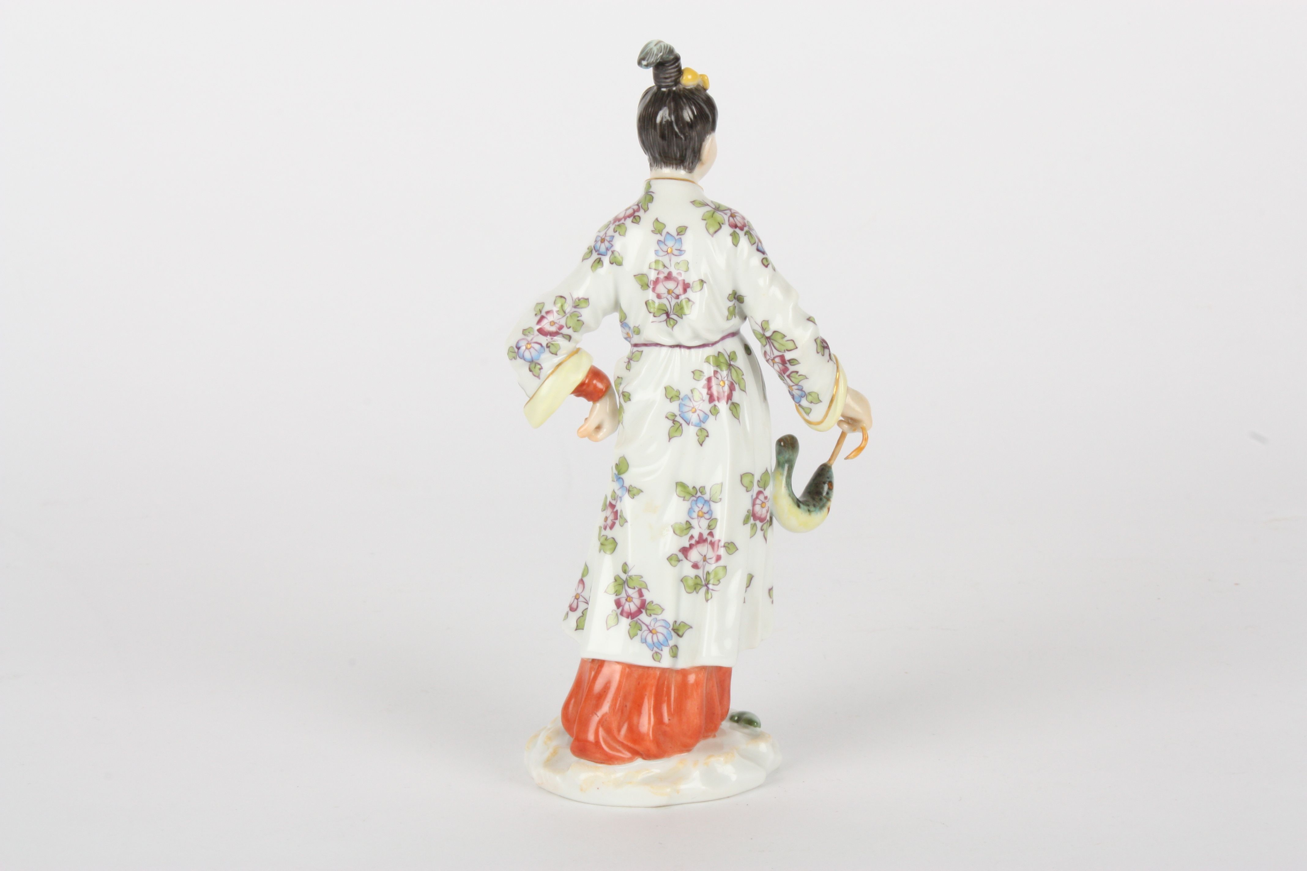 Late 20th century Meissen figure, unknown designer, modelled as Japanese lady standing with a fish - Image 2 of 5