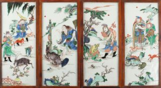 A good set of four Chinese famille rose porcelain rectangular panelspossibly 18th or 19th