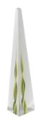 Venini'Obelisk'clear glass obelisk with yellow and green twist, etched signature to base venini