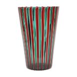 Gio Ponti (1891-1979) for Venini
'Canne' 
1989, 
red and green striped vase, etched signature to