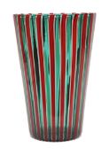 Gio Ponti (1891-1979) for Venini'Canne' 1989, red and green striped vase, etched signature to