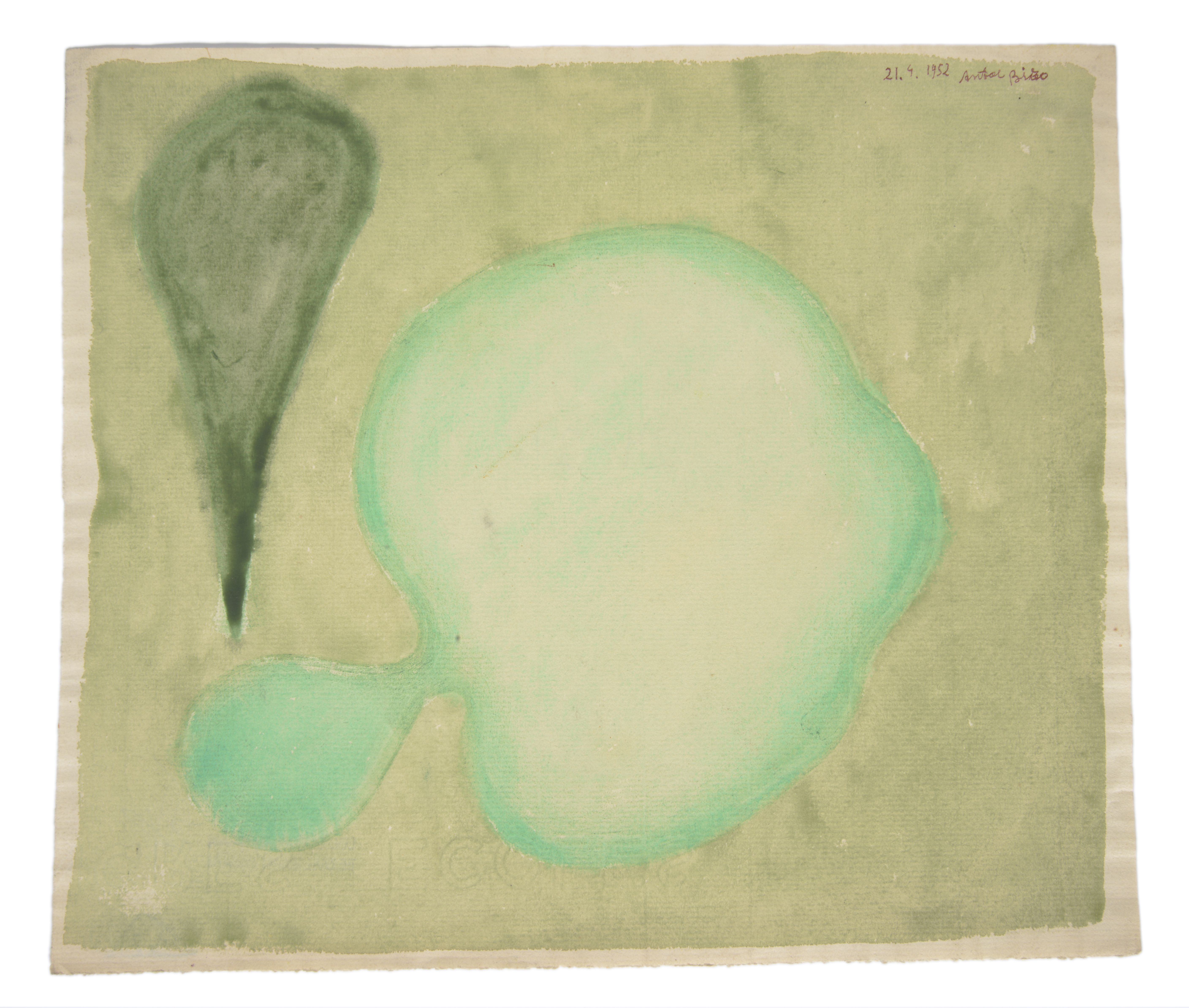 Antal Biro (Hungarian 1907-1990)
'Green Composition', 1952
signed and dated upper right, gouache