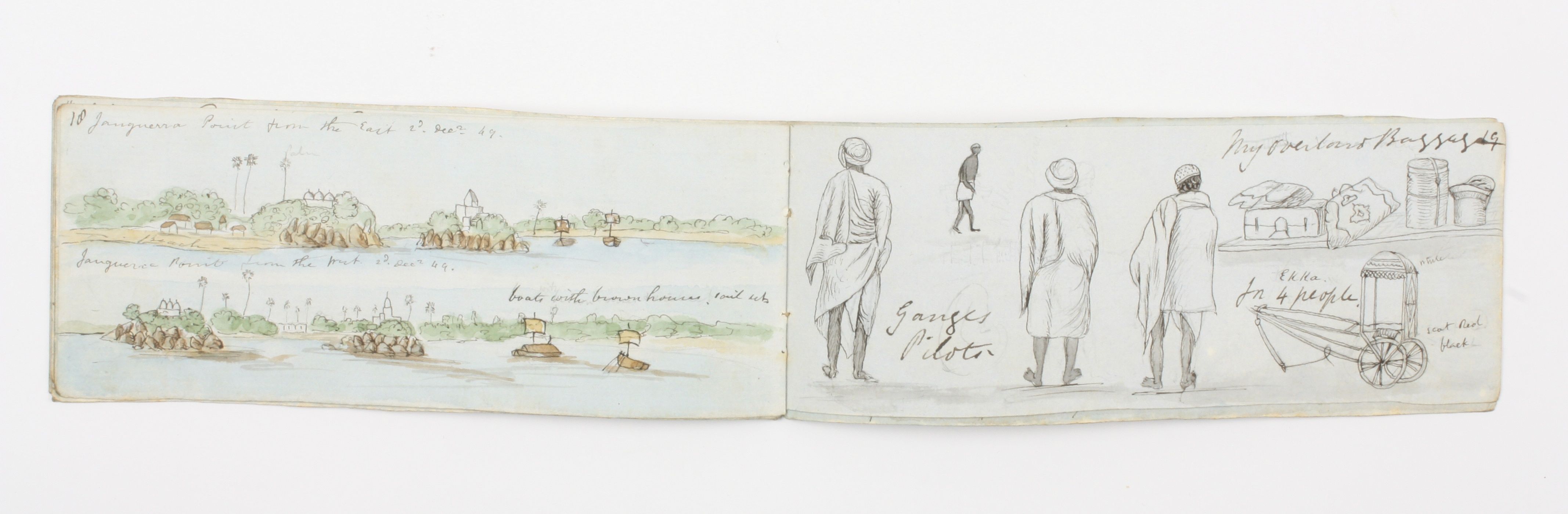 Travel interest: A small watercolour book depicting hand drawn and coloured images of parts of India - Image 3 of 5